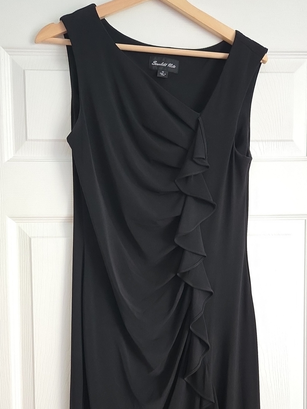 Scarlett Nite Black Sleeveless Ruffle-Front Midi Dress